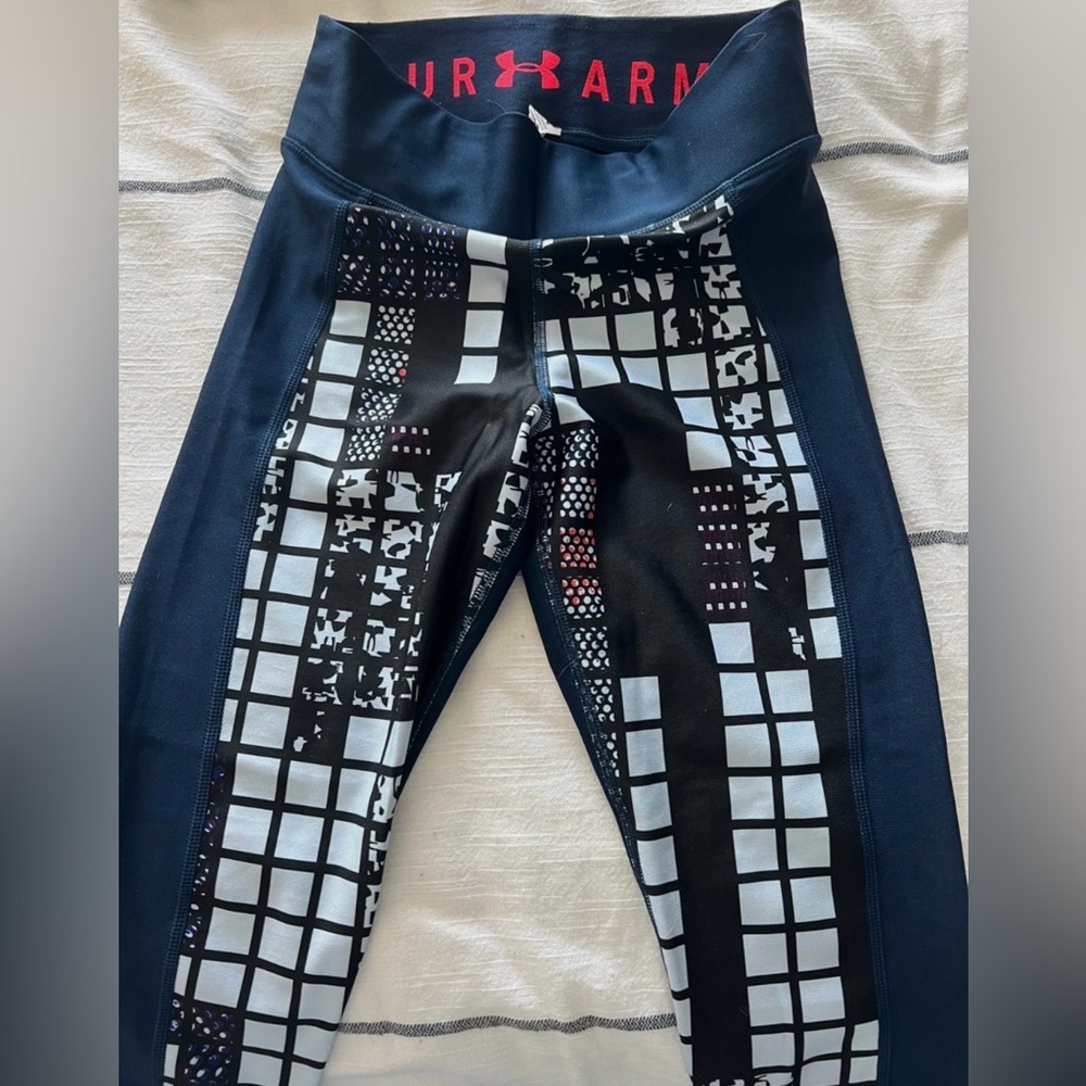 Under Armour Kids Leggings - Black and White Grid Pattern